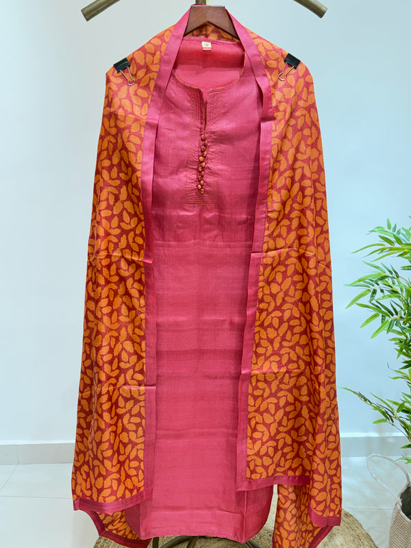 Pure Silk Two-piece Set (Pink)