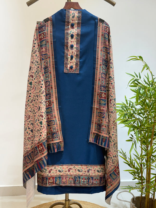 Kani Print Woollen Suit (Blue)