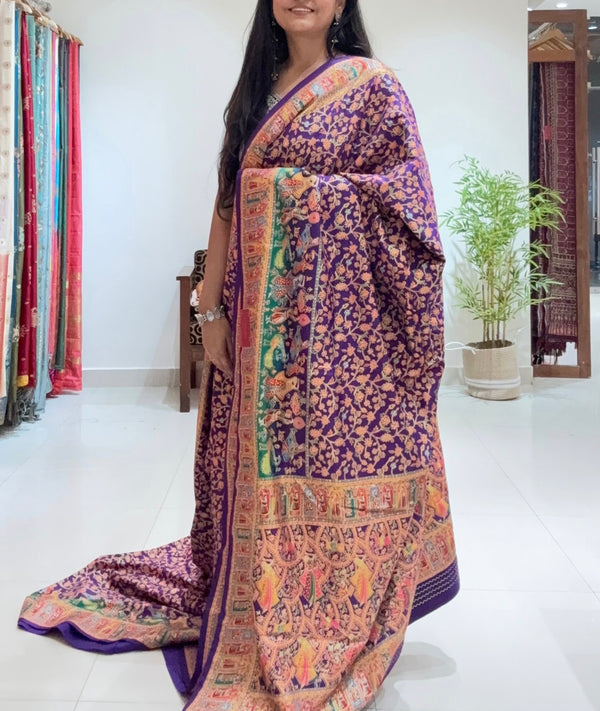 Royal Position Print Soft Silk Saree (Purple )