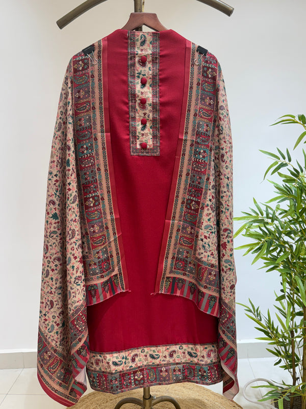 Kani Print Woollen Suit (Red)