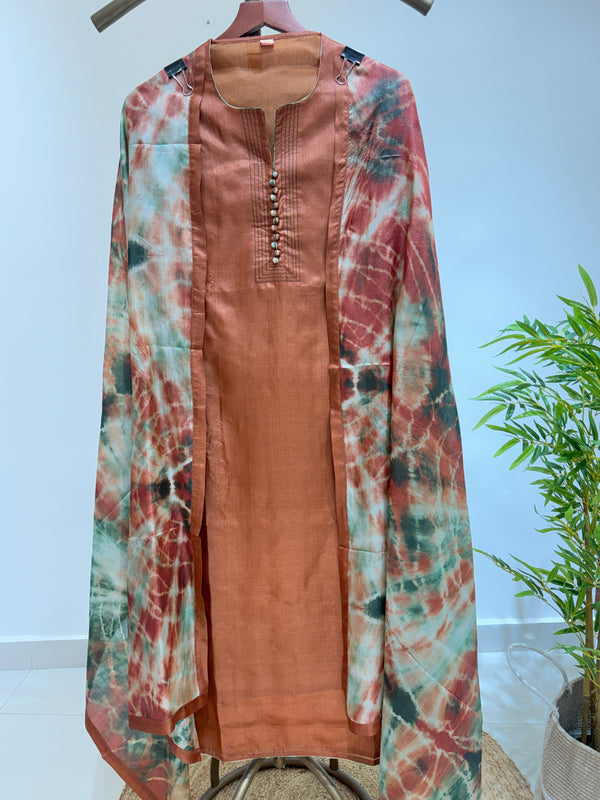 Pure Silk Two-piece Set (Brown)