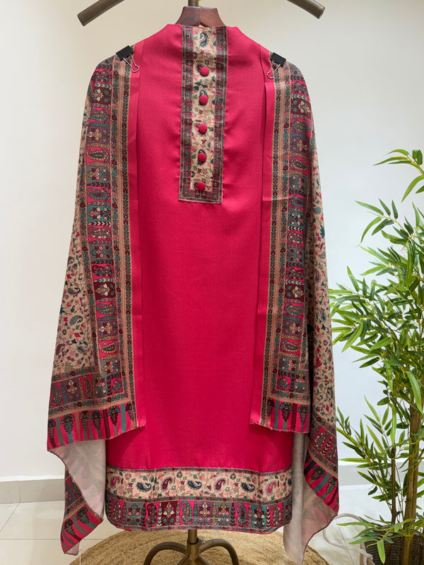 Kani Print Woollen Suit (Candy Pink)